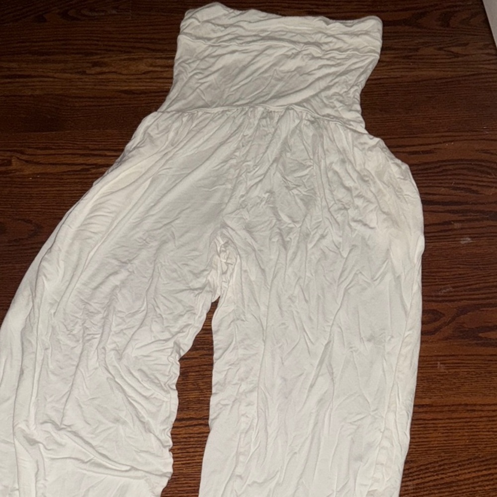Chic Strapless White Jumpsuit
